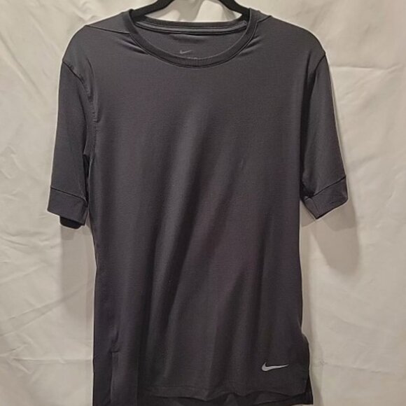 COPY - Nike Shirt Men Med Adult Black Athletic Training Dri Fit Polyester Swoosh - Picture 1 of 7